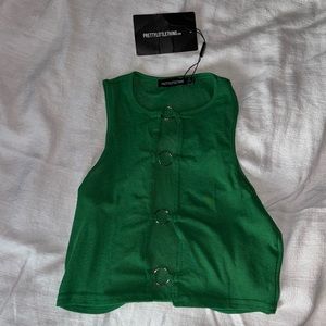 PRETTY LITTLE THING - green tank with silver hardware detailing